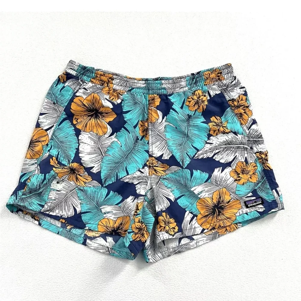 Patagonia Best Fronds Channel Blue Hibiscus Print Baggies Short 5